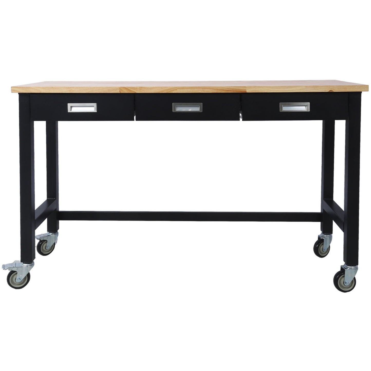 Work Bench, Workbench With Drawer Storage, Heavy Duty Bamboo Wood Work Table With Wheels For Garage Home Office Daily Nest