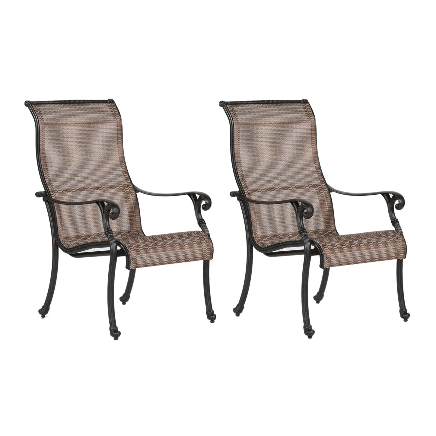 Patio Outdoor Sling Patio Chairs With Aluminum Frame, All-Weather Furniture (Set of 2) - Bronze Home Essentials