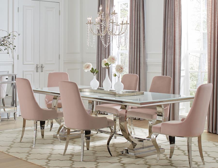 Antoine - Rectangle Glass Top Dining Table Set CoasterElevations