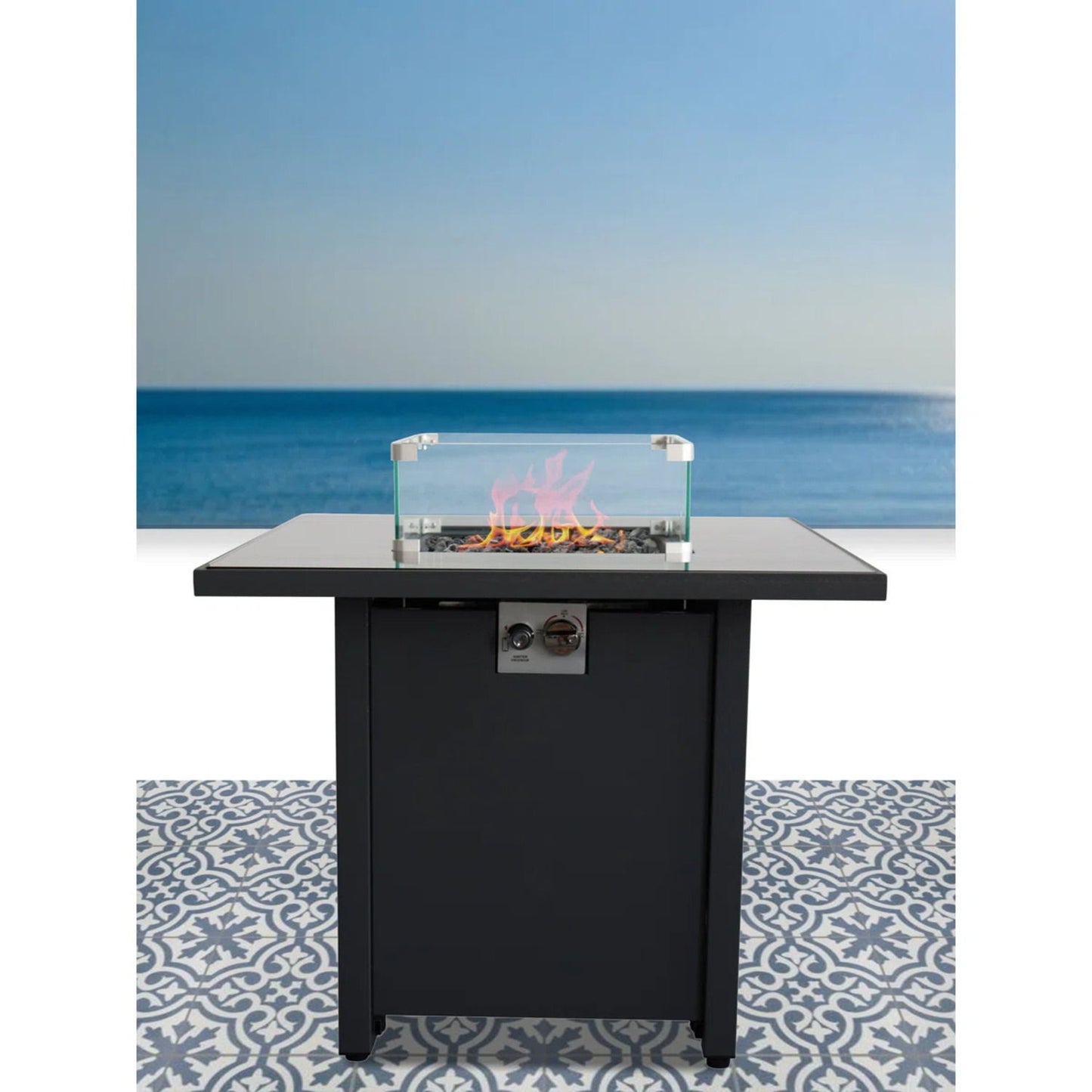Powder Coated Fire Pit With Top - Black LSI Patio Furniture