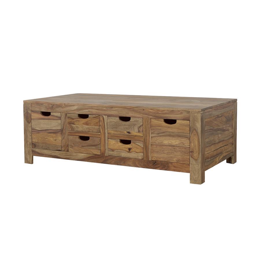Esther - 6-Drawer Solid Wood Coffee Table - Natural CoasterElevations