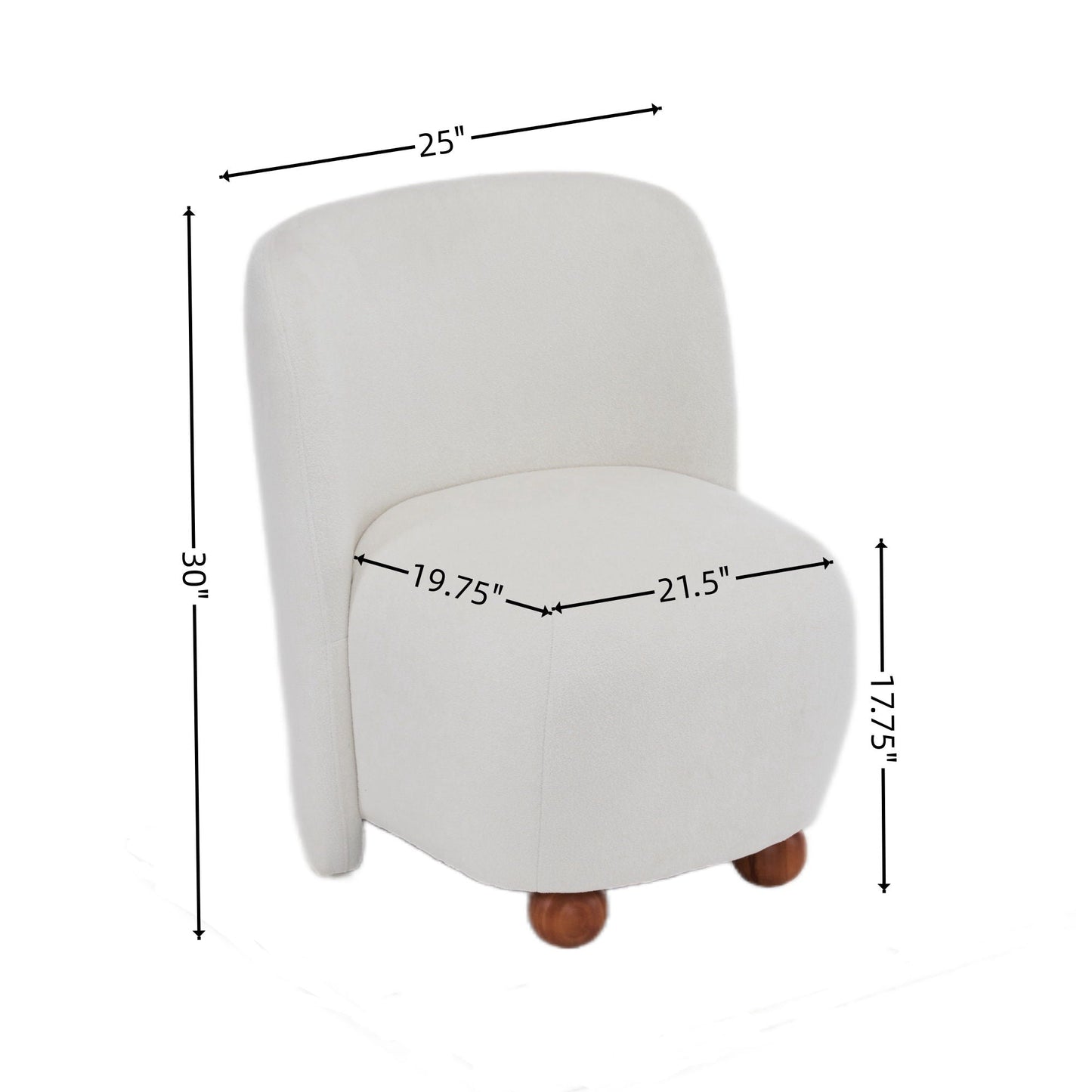 Modern Low Back Accent Upholstered Armless Living Room Chairs, Round Feet Noble House