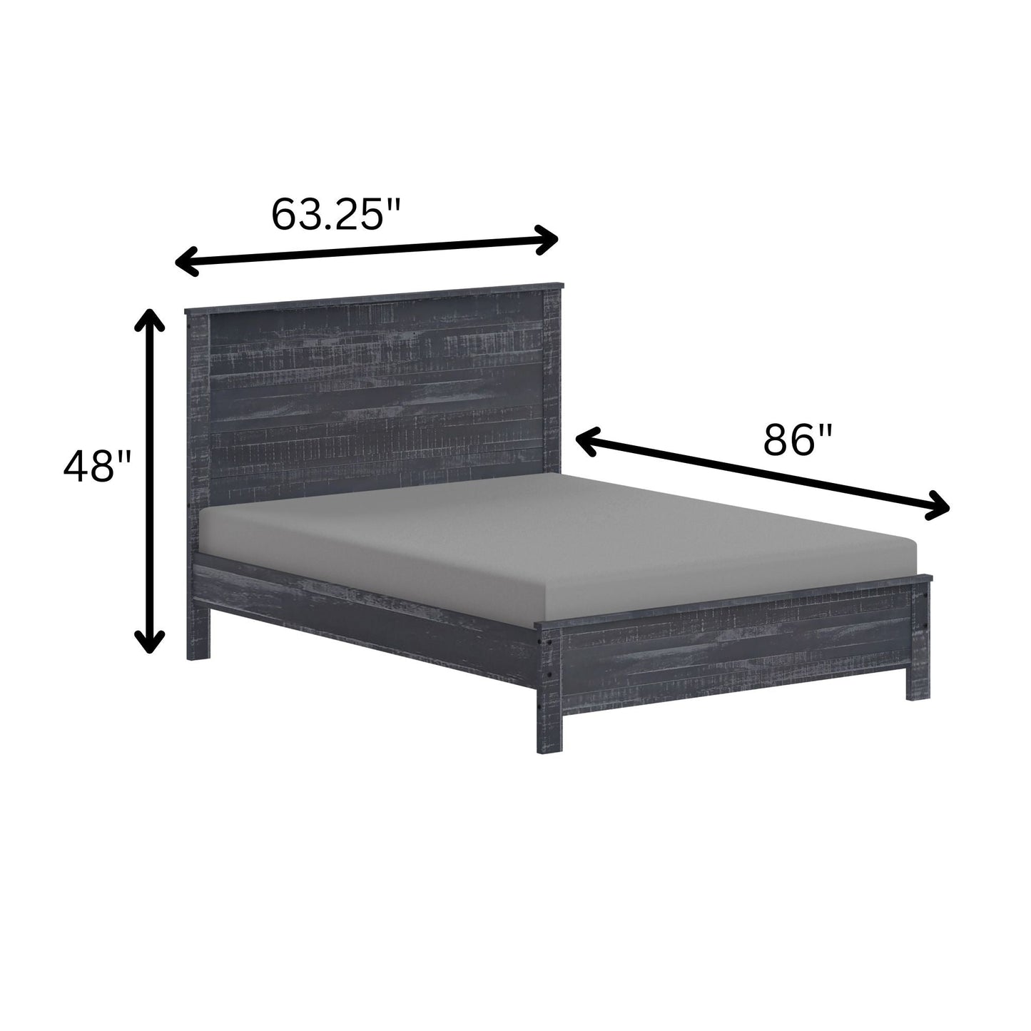 Albany - Bed Frame With Headboard, Heavy Duty Modern Rustic Design Home Essentials