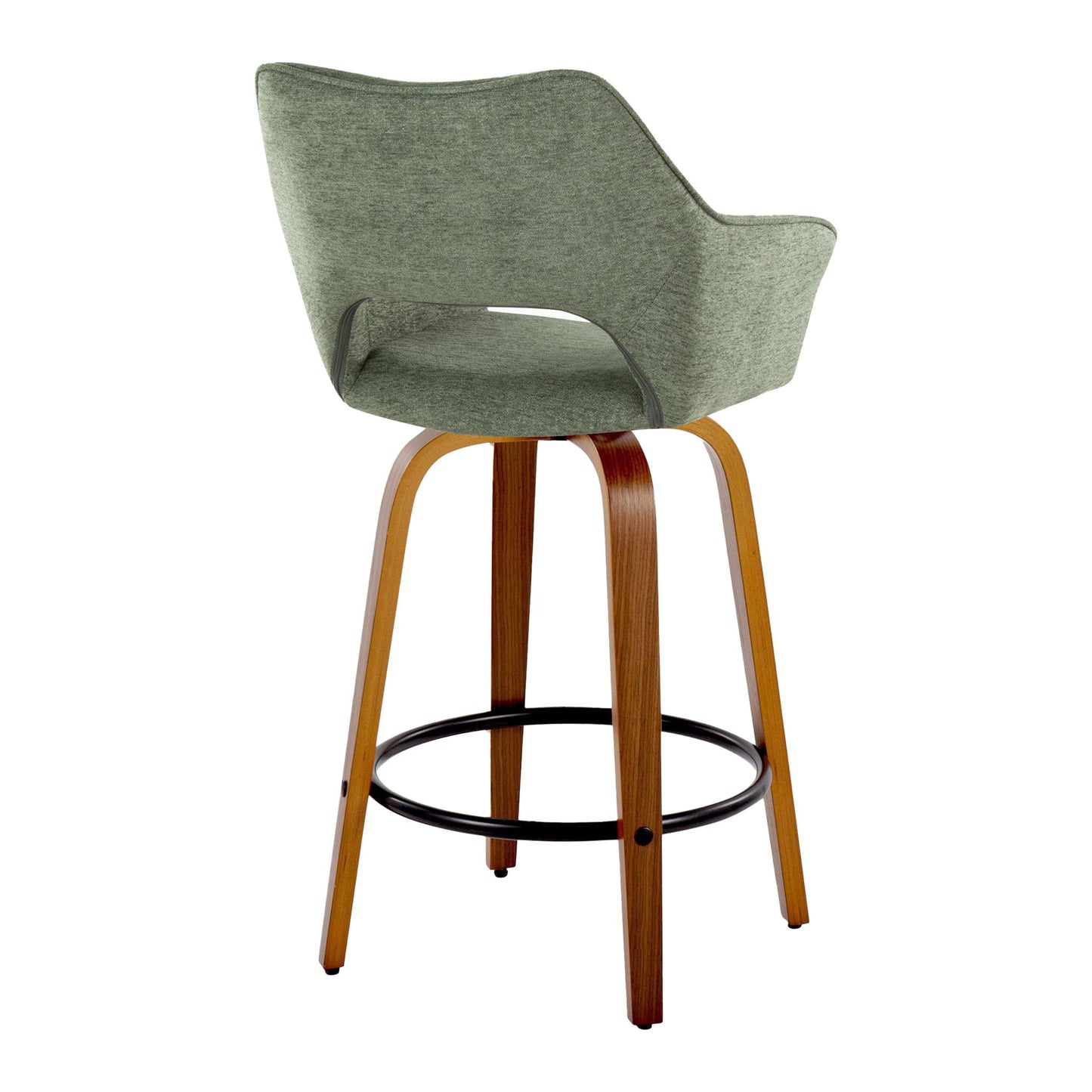 Mustang - Contemporary Fixed Height Counter Stool With Swivel With Round Footrest (Set of 2) Lumi Source