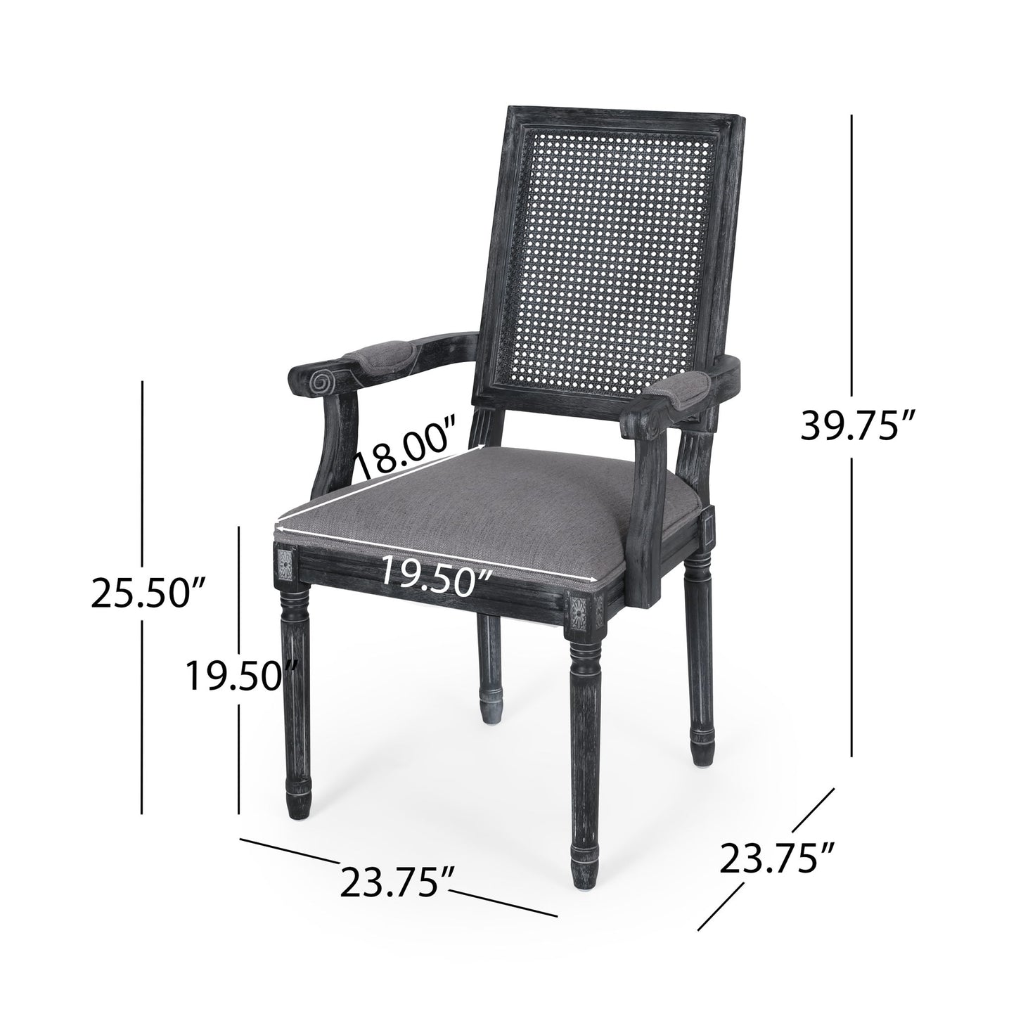 Elegant French Country Style Dining Chair With Cane Backrest Noble House