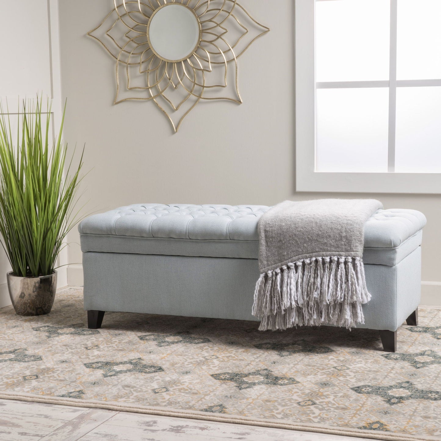 Juliana - Storage Ottoman With Birch Legs Noble House