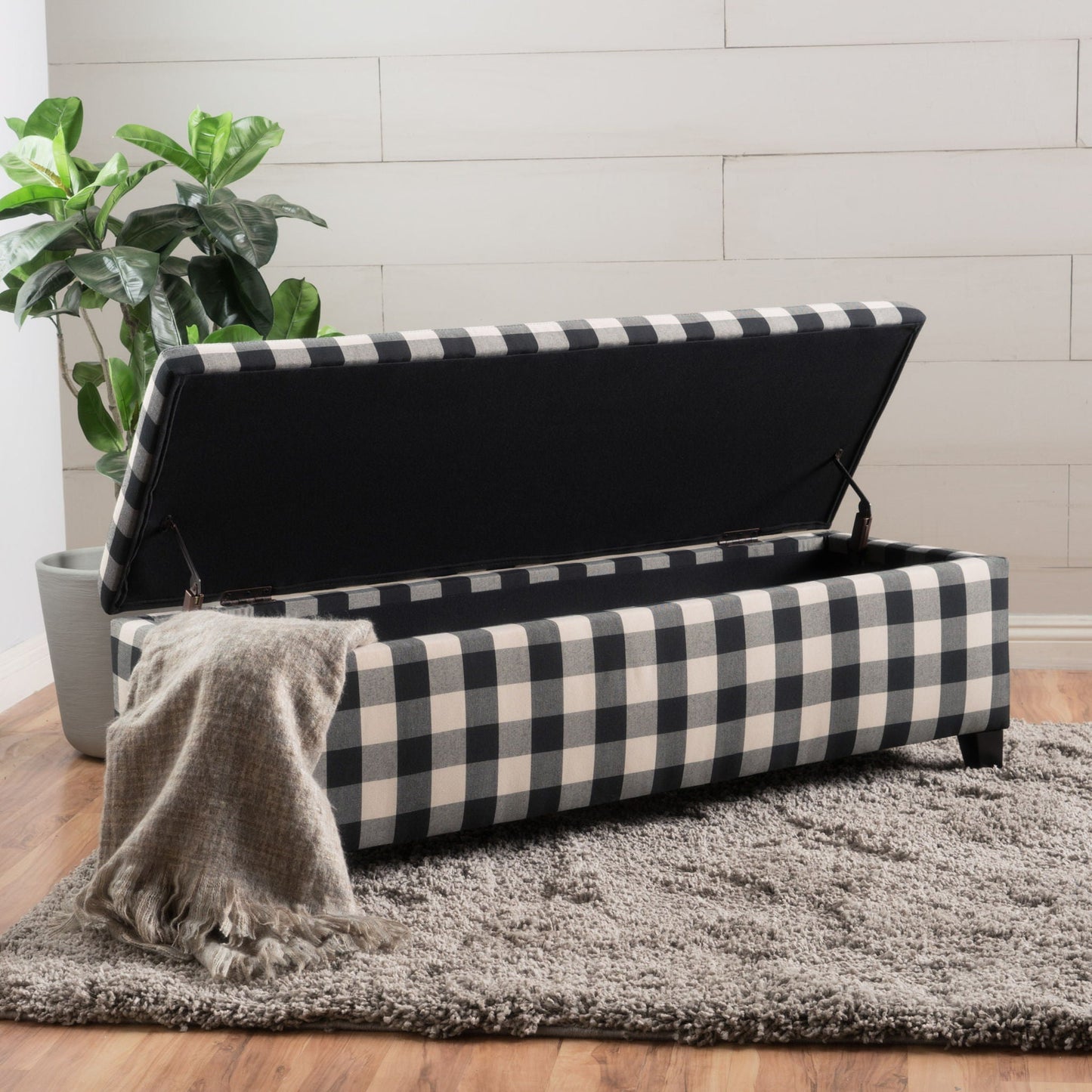 Contemporary Storage Ottoman With Seating And Storage - Black Noble House