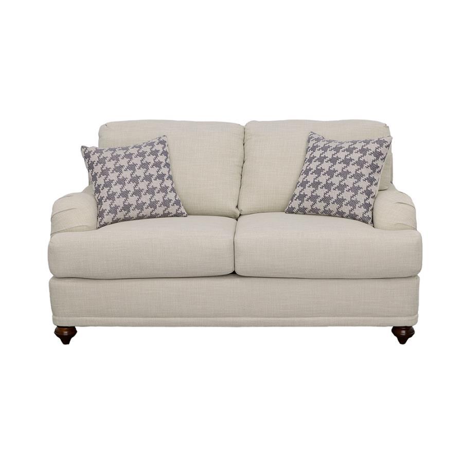 Glenn - Upholstered English Arm Loveseat - Light Gray And Blue CoasterElevations