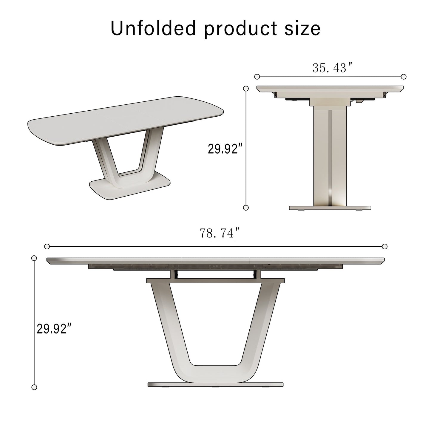 Modern Industrial Style Expandable Dining Table With U Shaped Legs - Antique Gray White Home Essentials