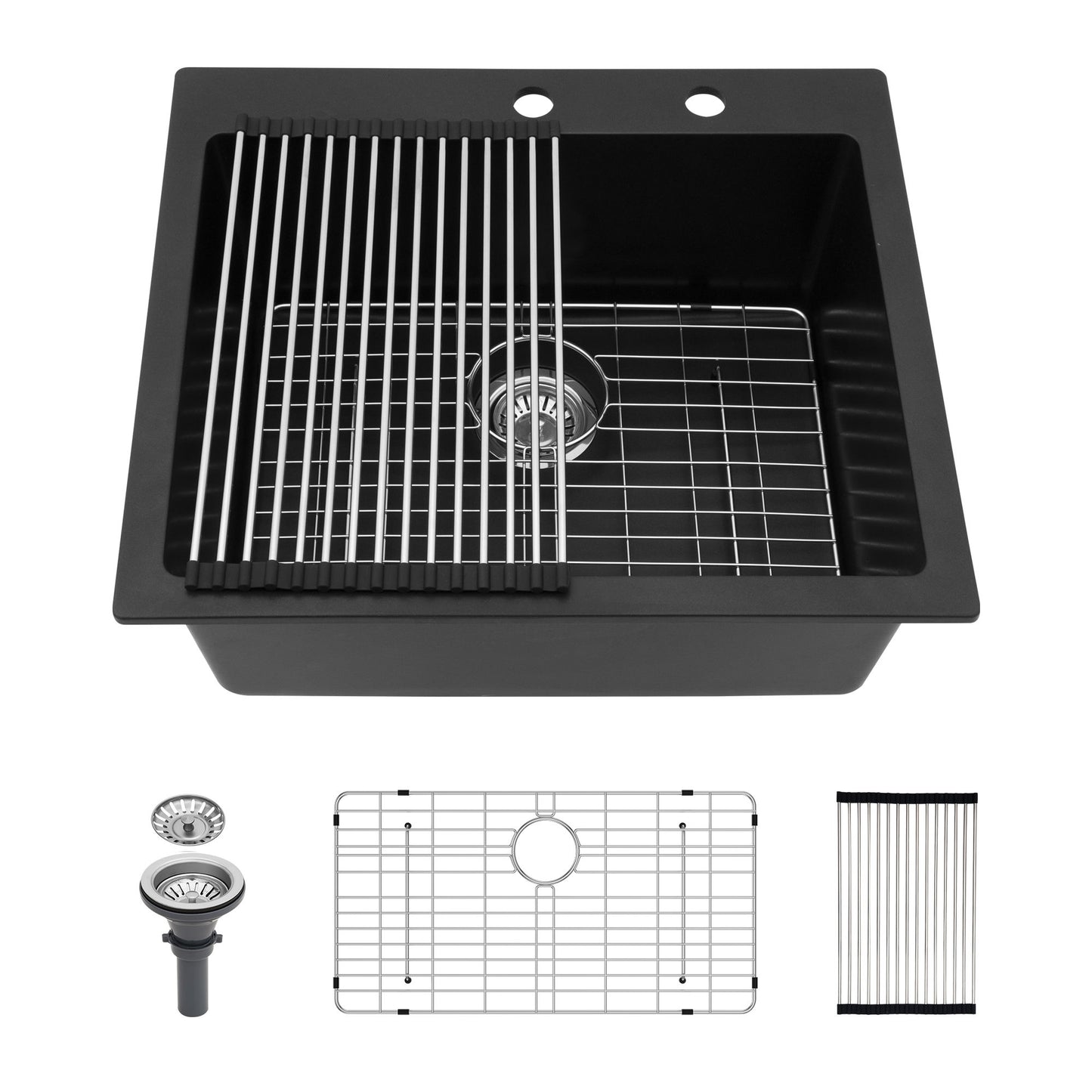 Quartz Kitchen Sink, Granite Composite, Drop In Sink With Durable Design Daily Nest