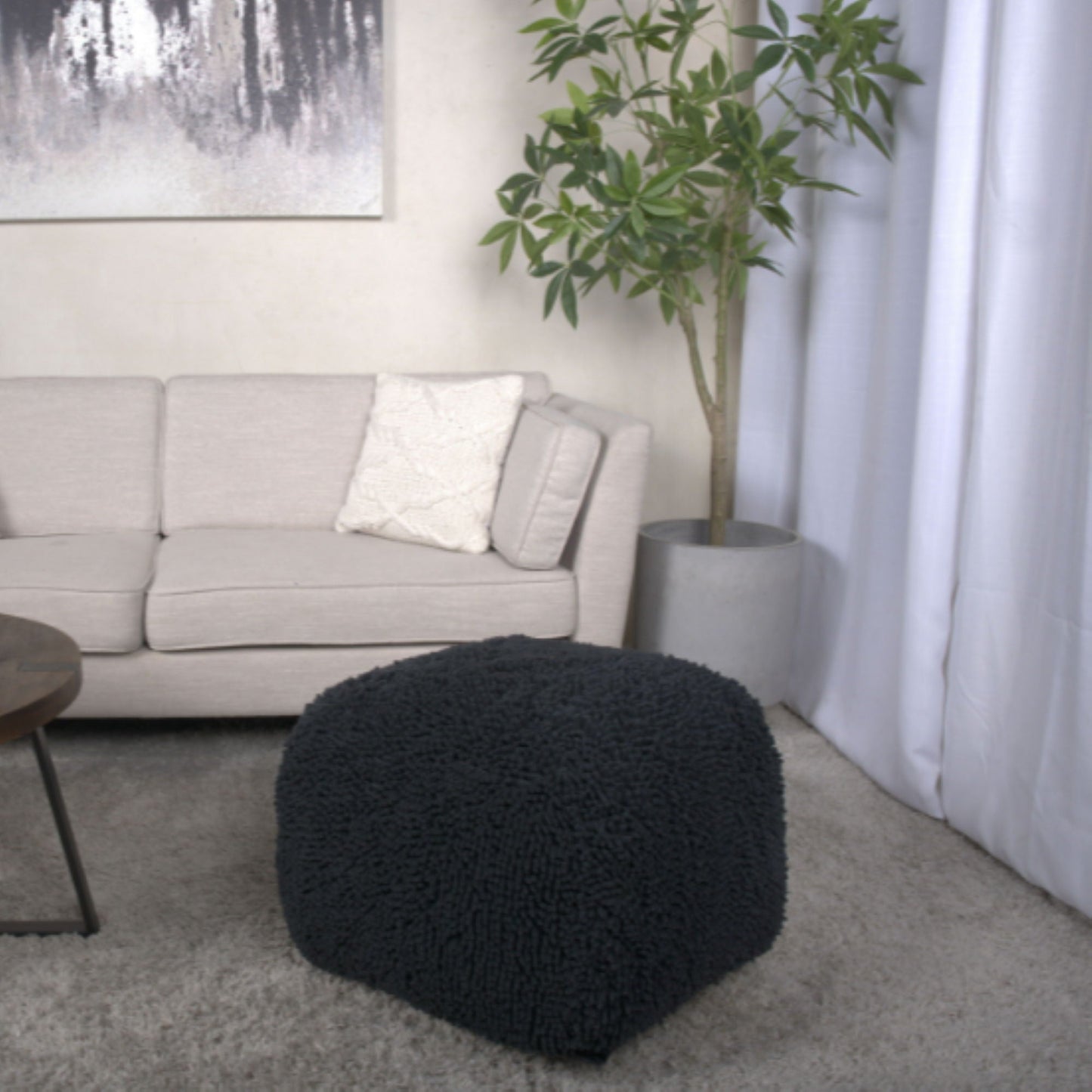 Spongy Microfiber Square Pouf Soft Seating Home Essentials