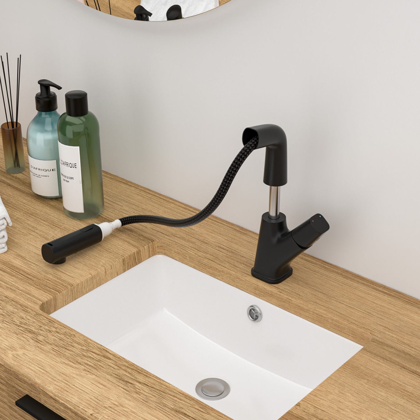 Pull Down Bathroom Sink Faucet With Three Water Modes And Construction - Matte Black Daily Nest