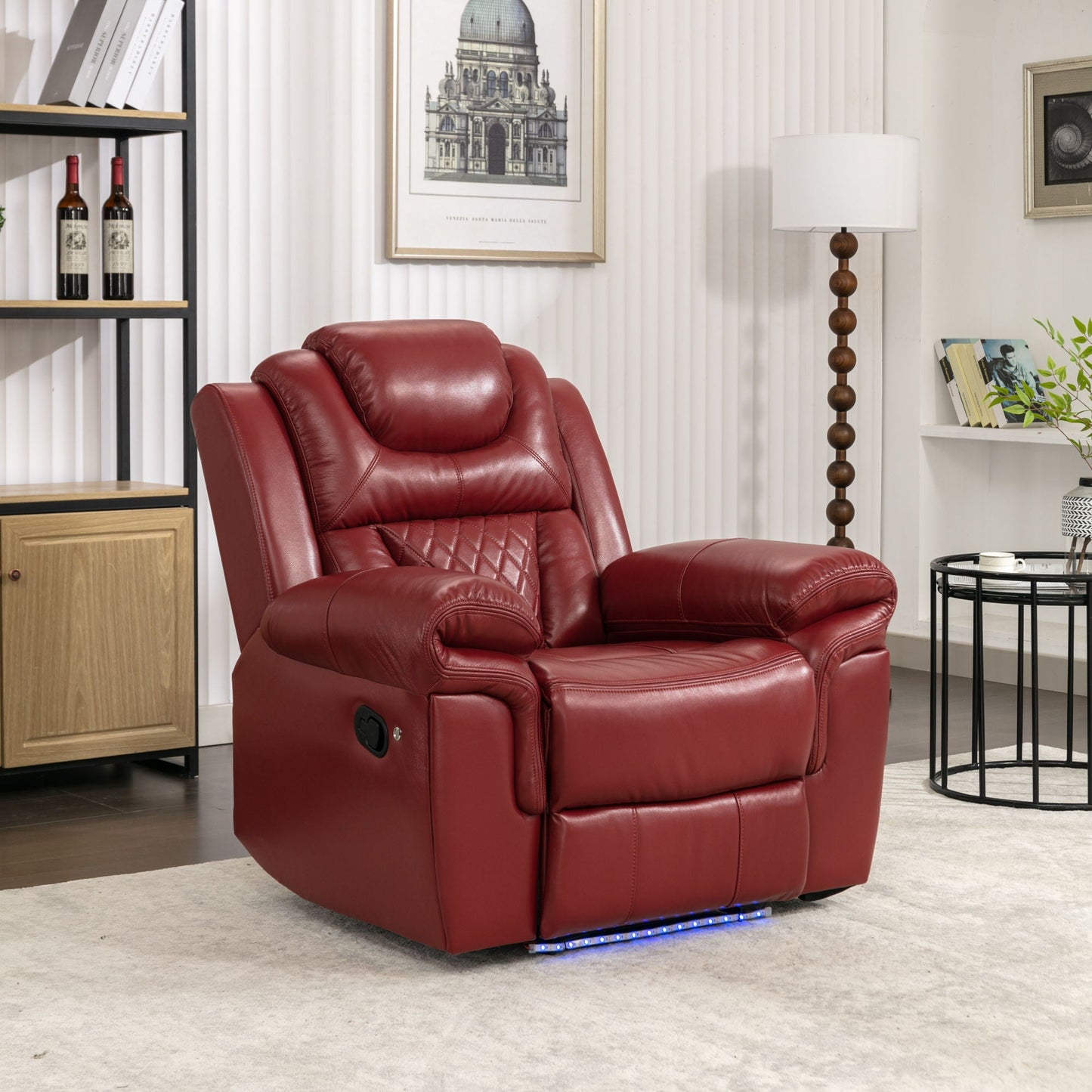 Home Theater Seating Manual Recliner Chair With Led Light Strip For Living Room Hearth and Haven