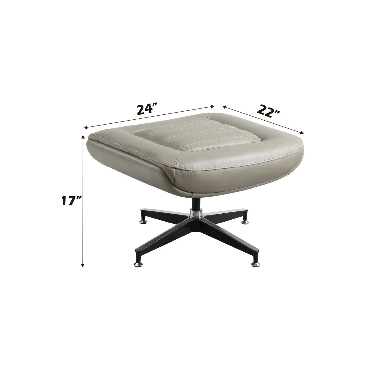 Piran - Twilight Top Grain Leather Accent Chair And Ottoman With Swivel - Gray Acme