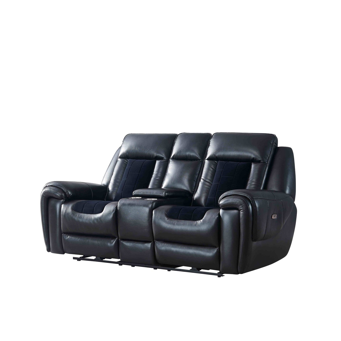 Clark - Blanche / Velvet Power Console Reclining LS With LED - Black - Snoozhouse