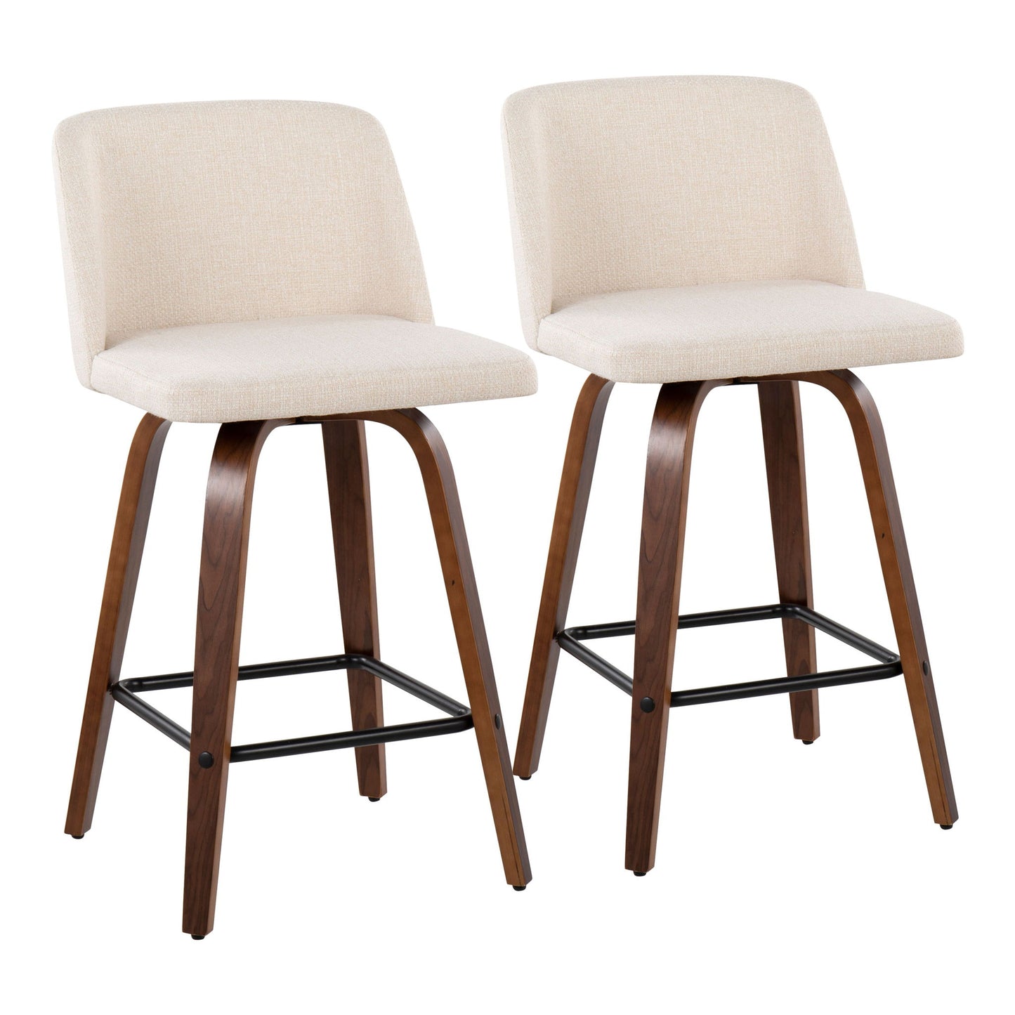 Toriano - Mid Century Modern Fixed Height Counter Stool & Square Footrest (Set of 2) Lumi Source