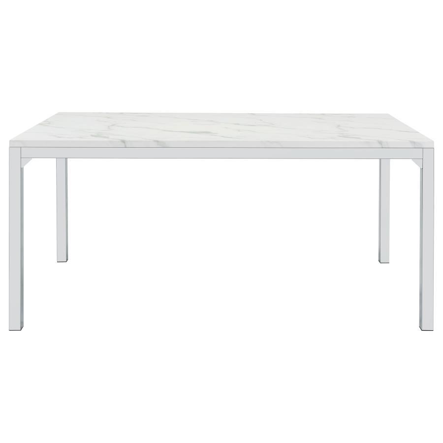 Athena - Rectangular Faux Marble Dining Table - Chrome CoasterEveryday