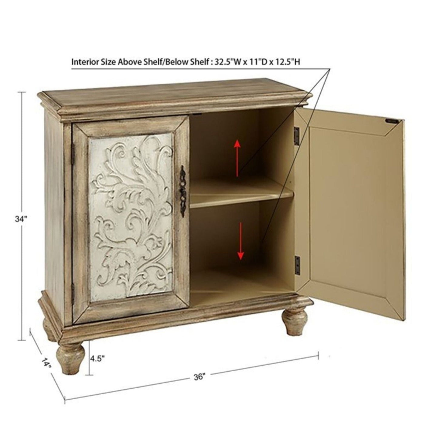 Driscoll - 2 Door Cabinet With Floral Design - Reclaimed Natural JLA