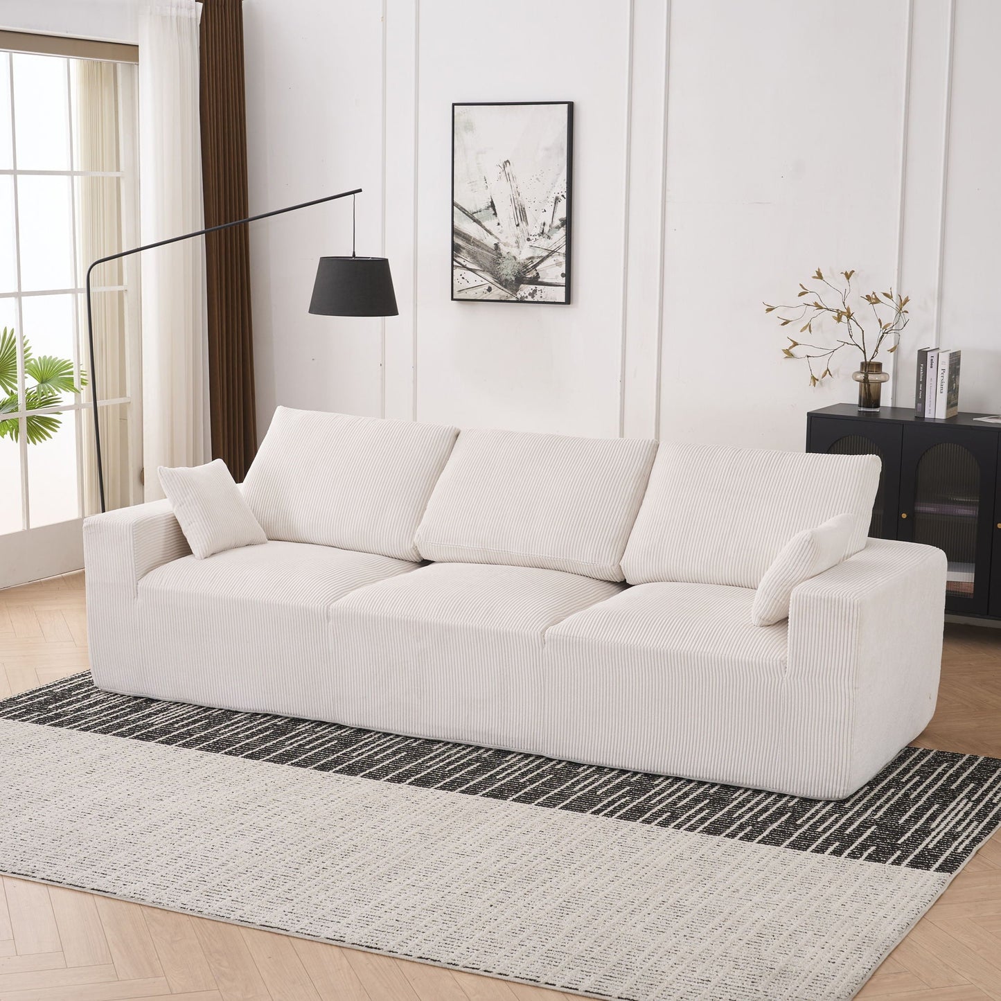 Modular Sectional Sofa With Extra Wide Cushion, USB / Type C Charger, Petal Armrest Home Essentials