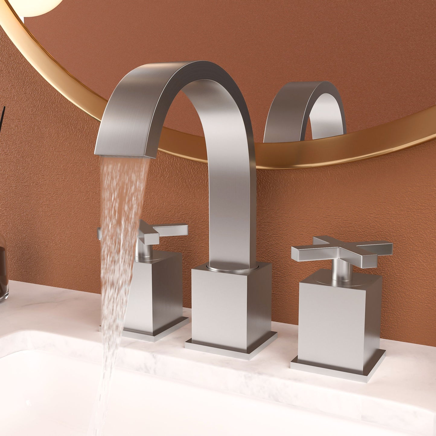 2 Handle Widespread Bathroom Faucet With Pop Up Drain And 2 Water Supply Lines - Brushed Nickel Daily Nest
