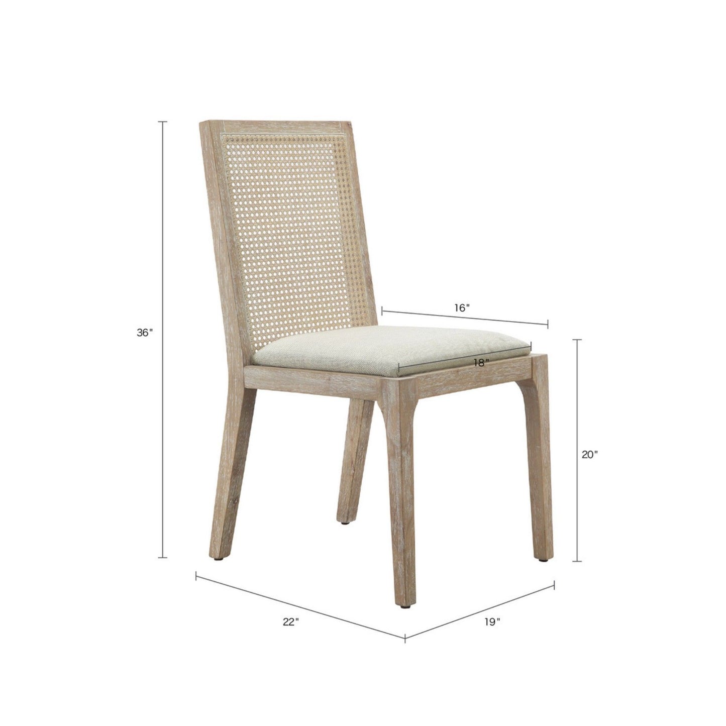 Dining Chair With Synthetic Cane Back And Upholstered Seat (Set of 2) - Natural JLA