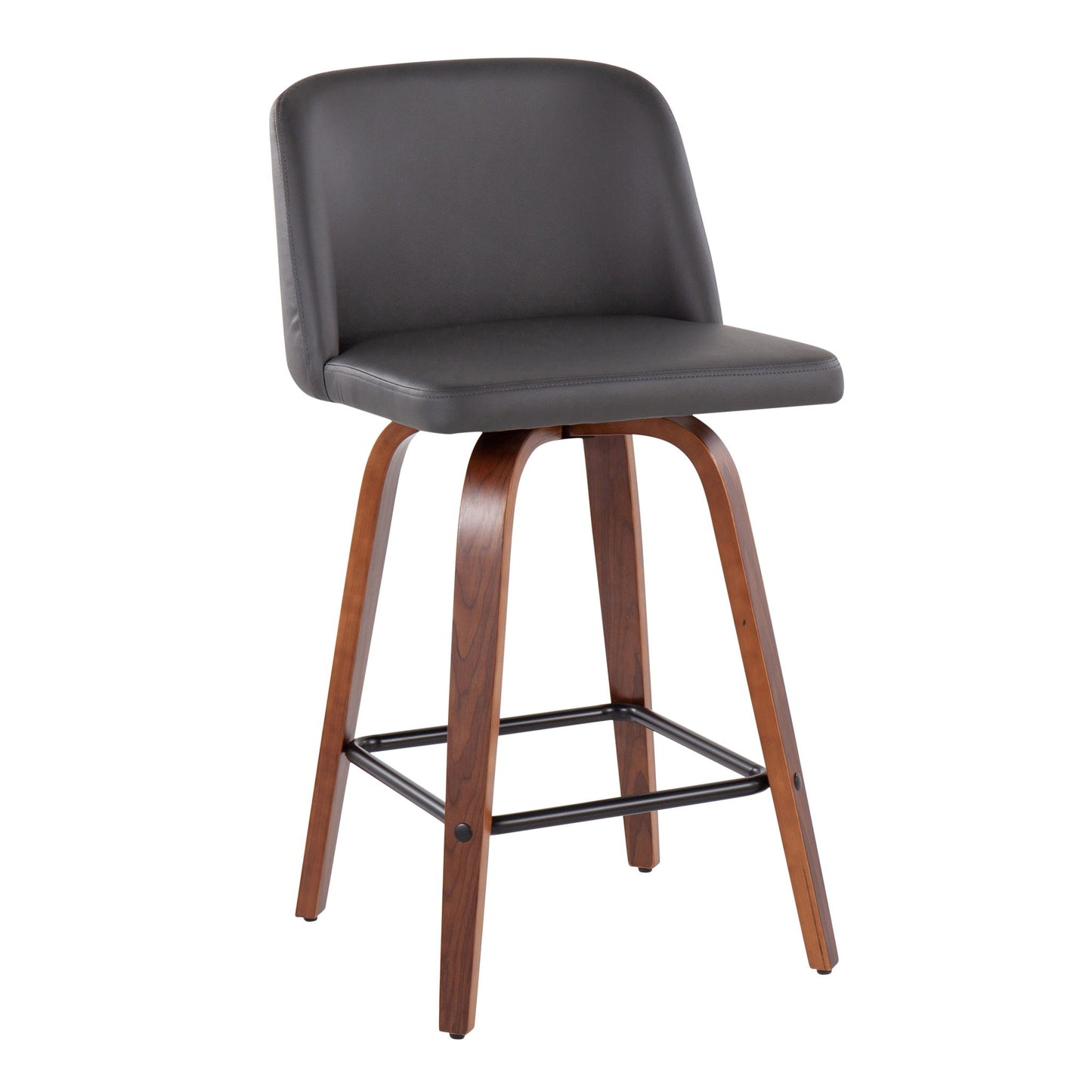 Toriano - Mid Century Modern Fixed Height Counter Stool & Square Footrest (Set of 2) Lumi Source