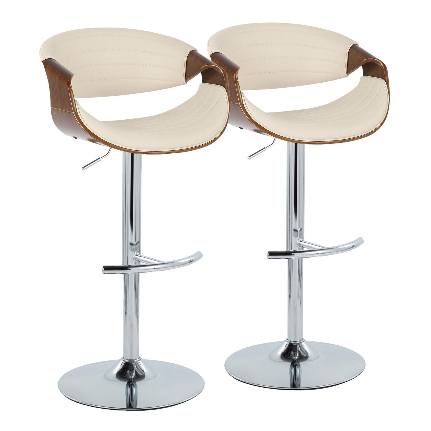 Symphony - Mid Century Modern Adjustable Barstool & Swivel With Rounded T Footrest (Set of 2) Lumi Source