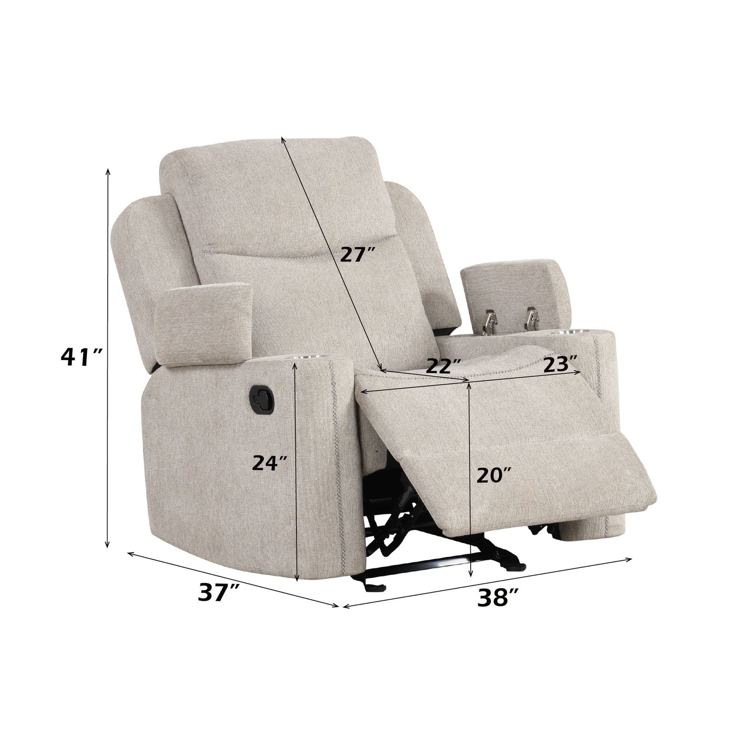 Galya - Motion Glider Recliner - Light Gray Acme