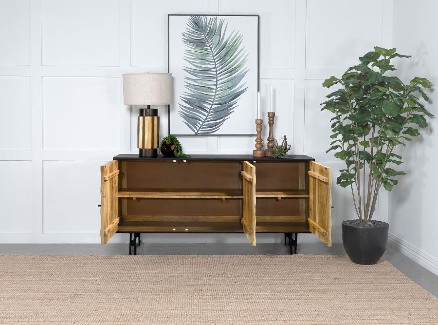 Aminah - 3 Door Wood Accent Cabinet - Natural And Black Coaster Fine Furniture