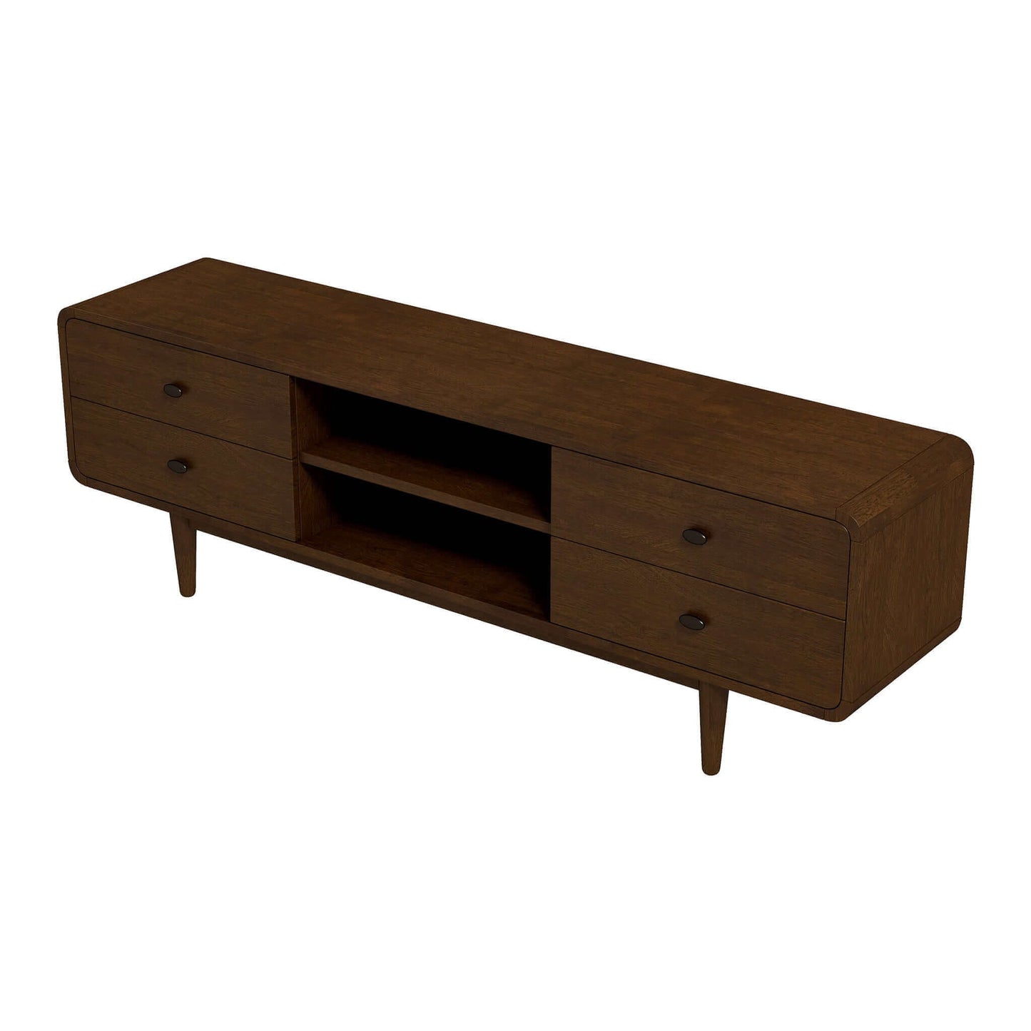 Alexa - Mid-Century Modern Style TV Stand - Dark Brown / Wood Ashcroft Furniture