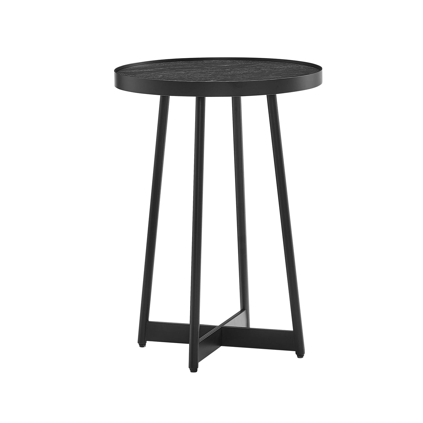 Ranlo - Round Accent Table With Geometric Legs - Black Home Essentials