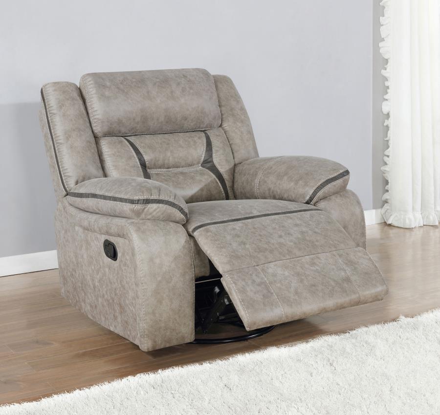 Greer - Upholstered Swivel Glider Recliner Chair CoasterEveryday