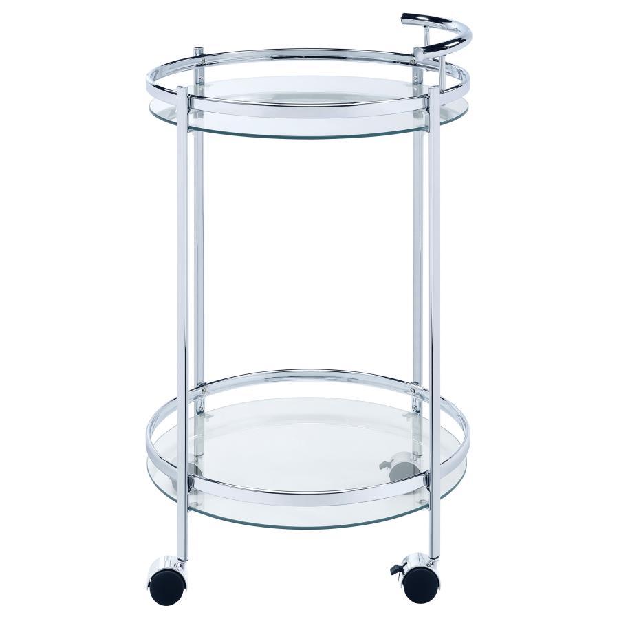 Chrissy - Round Glass Shelf Metal Bar Cart CoasterEveryday
