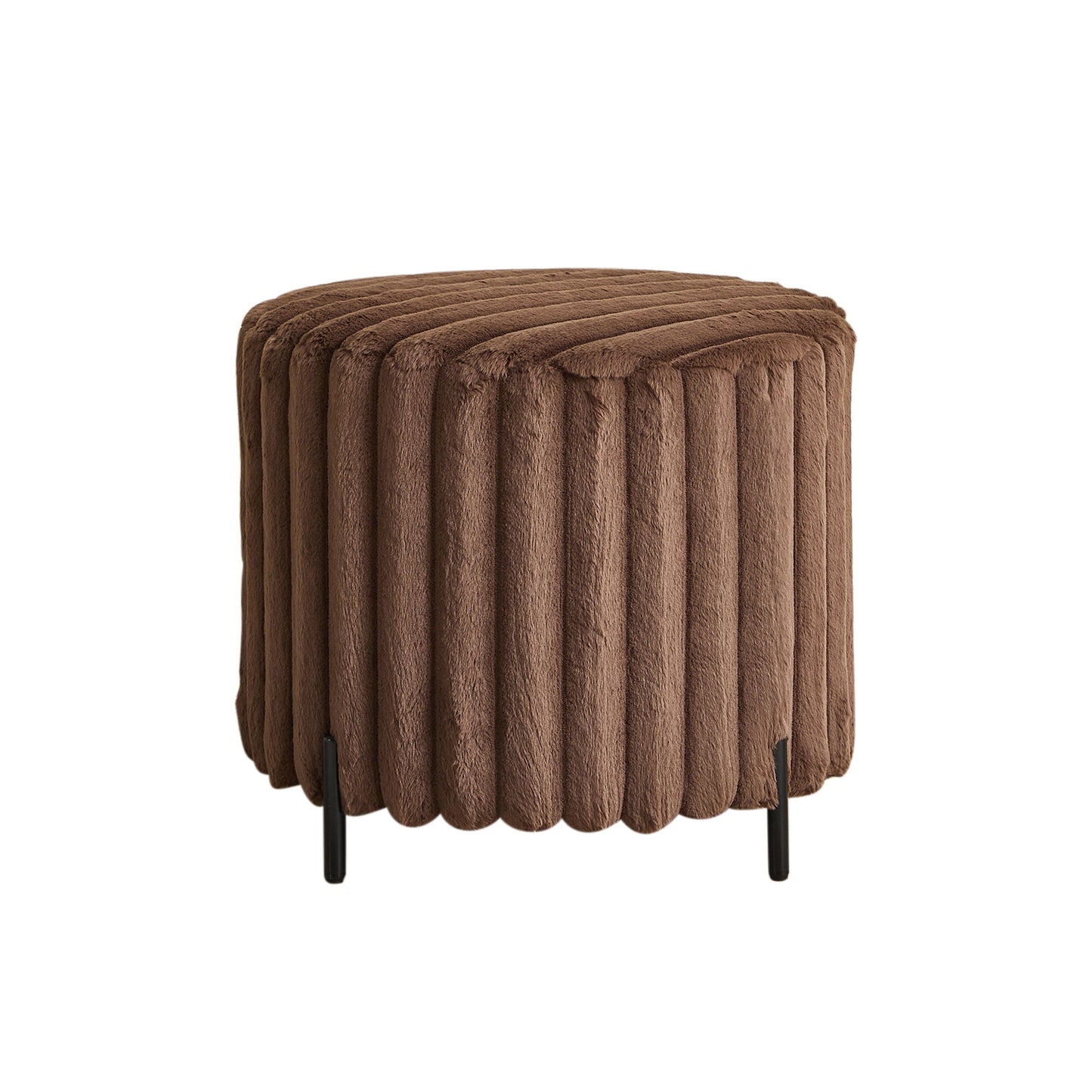 Wide Upholstered Round Pouf Ottoman Foot Rest Home Essentials