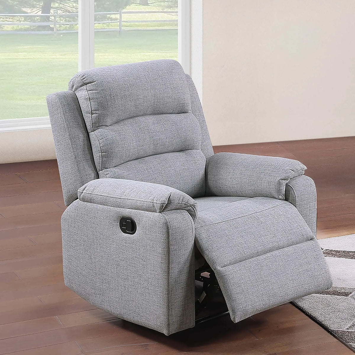 1 Piece Manual Recliner With Padded Seat And Backrest - Gray Home Essentials