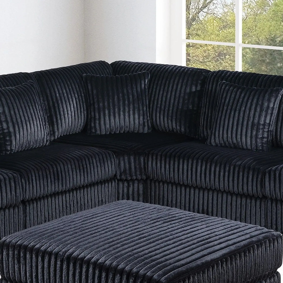 1 Piece Corner Wedge Only Texture Upholstered Modular Living Room Furniture - Black Home Essentials