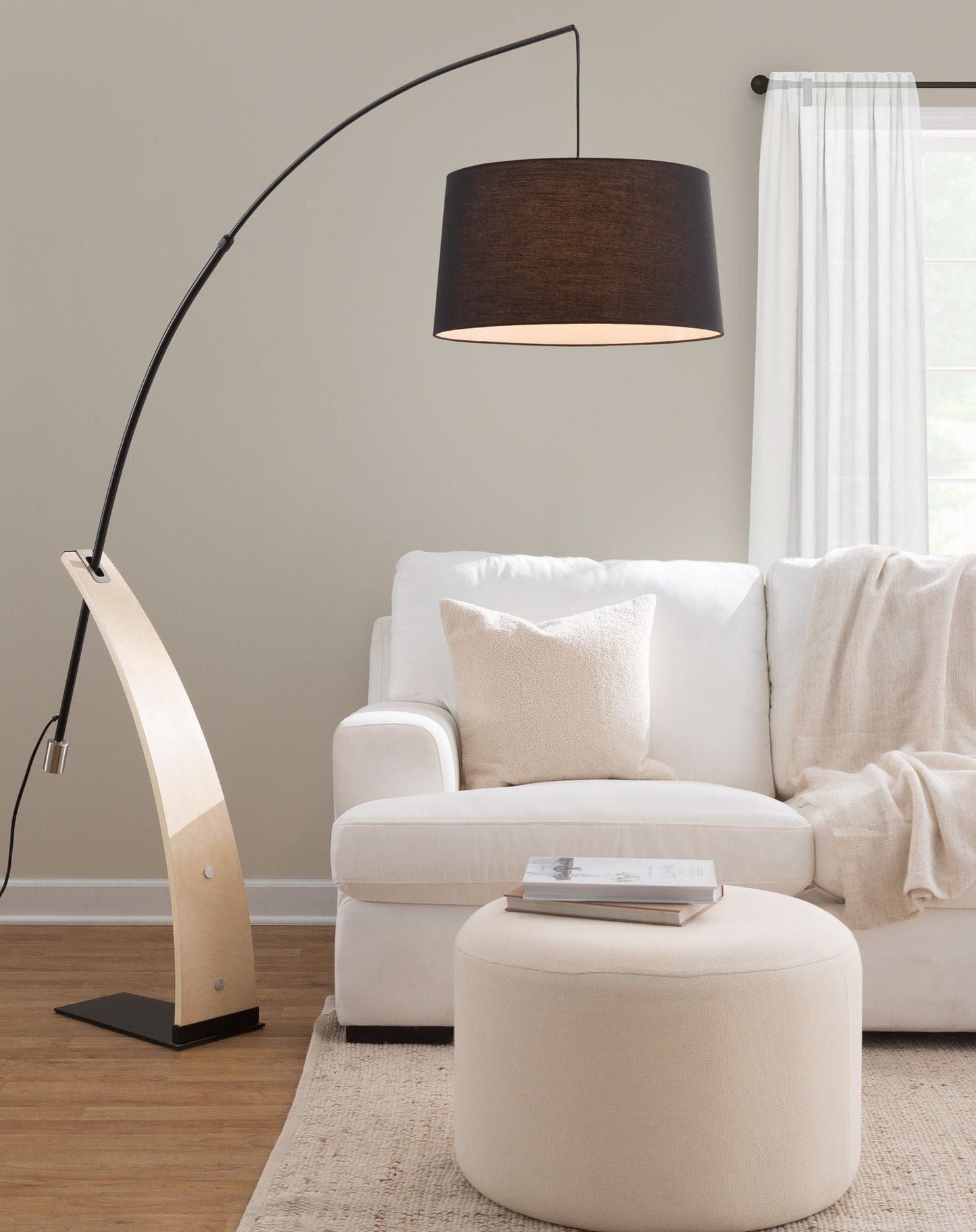 Large Round Pouf - Knitted Beige Lumi Source