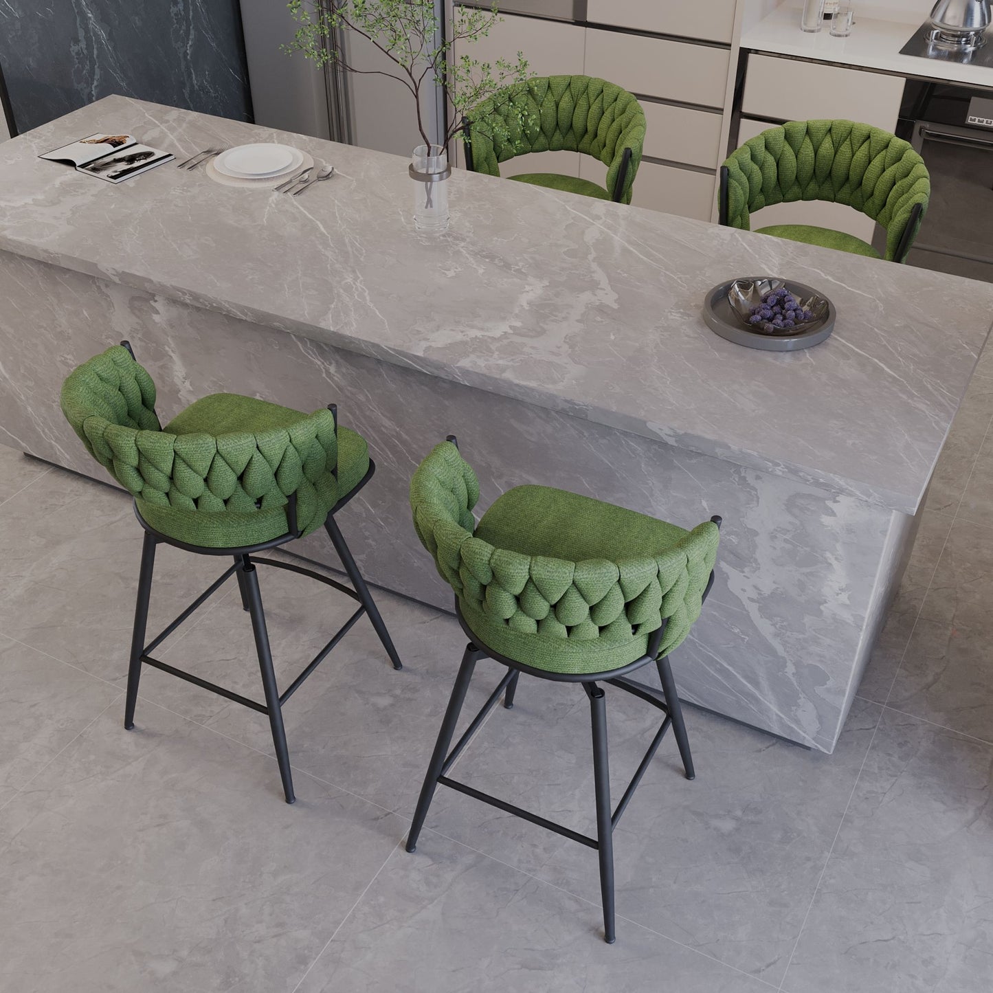 Bar Stool 360 Swivel With Back Footrest Home Essentials