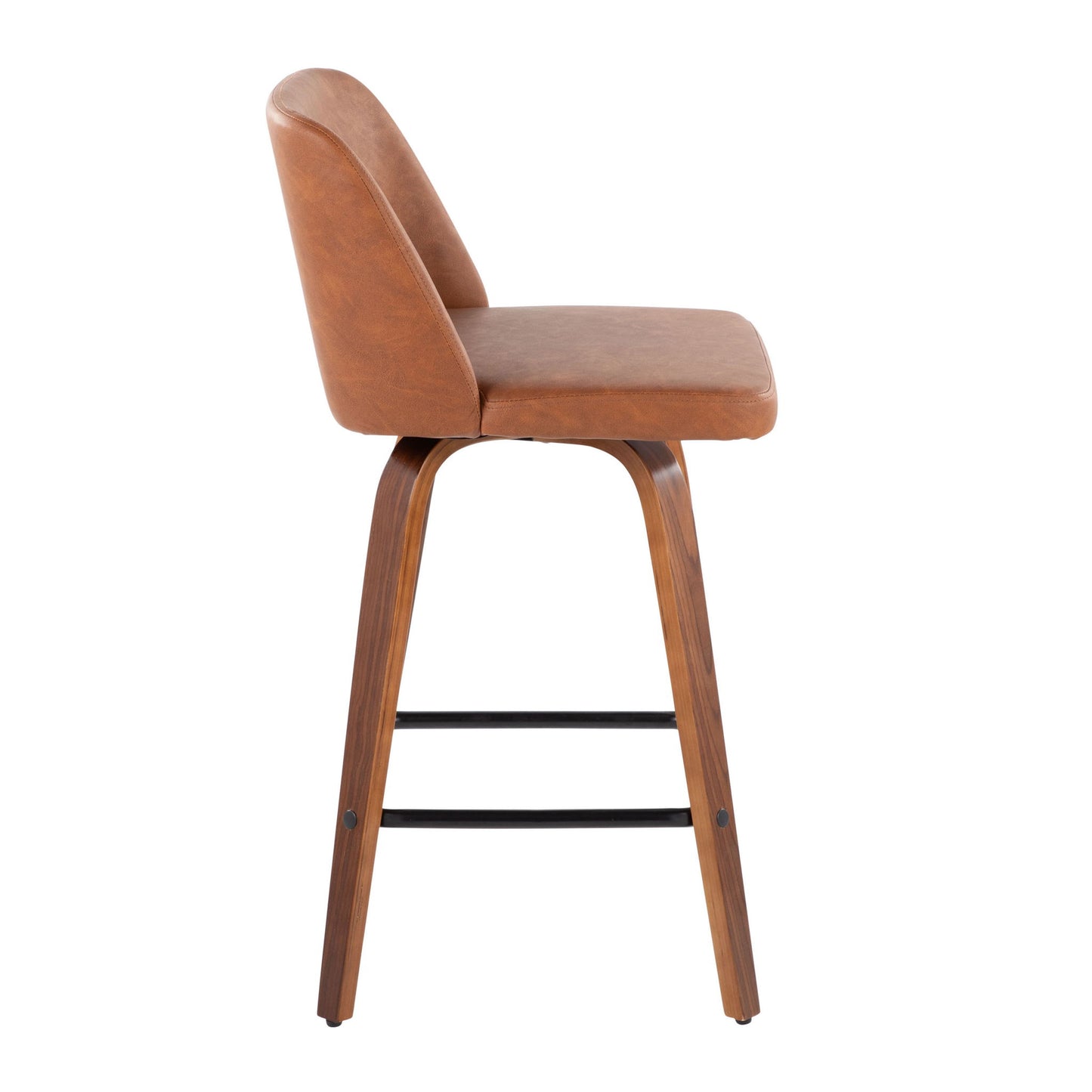 Toriano - Mid Century Modern Fixed Height Counter Stool & Square Footrest (Set of 2) Lumi Source