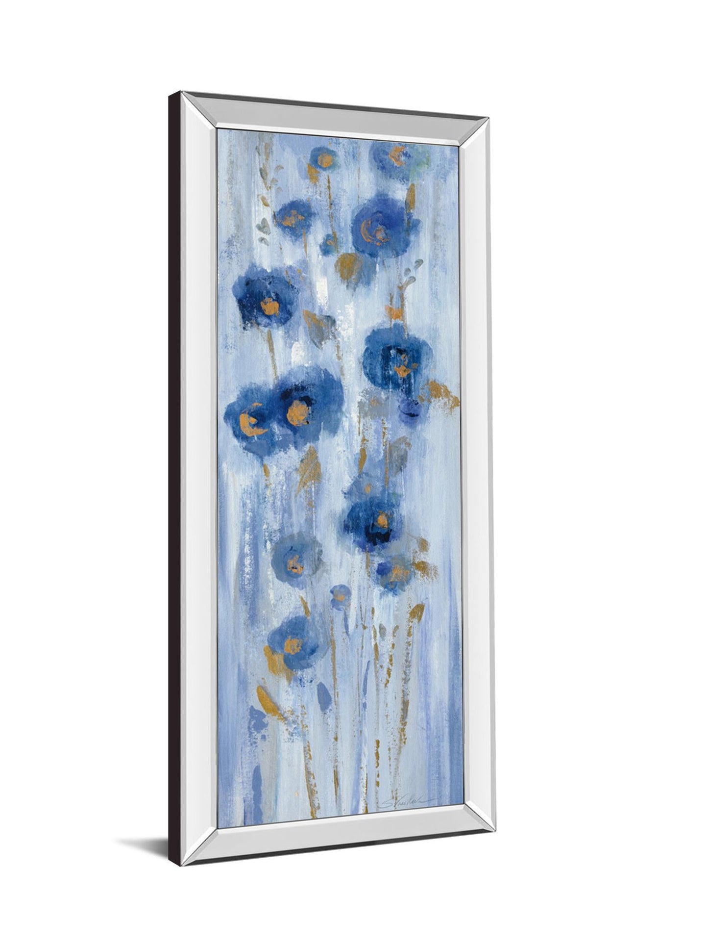 Seaside Flowers II By Silvia Vassileva - Mirrored Frame Wall Art - Blue - Snoozhouse