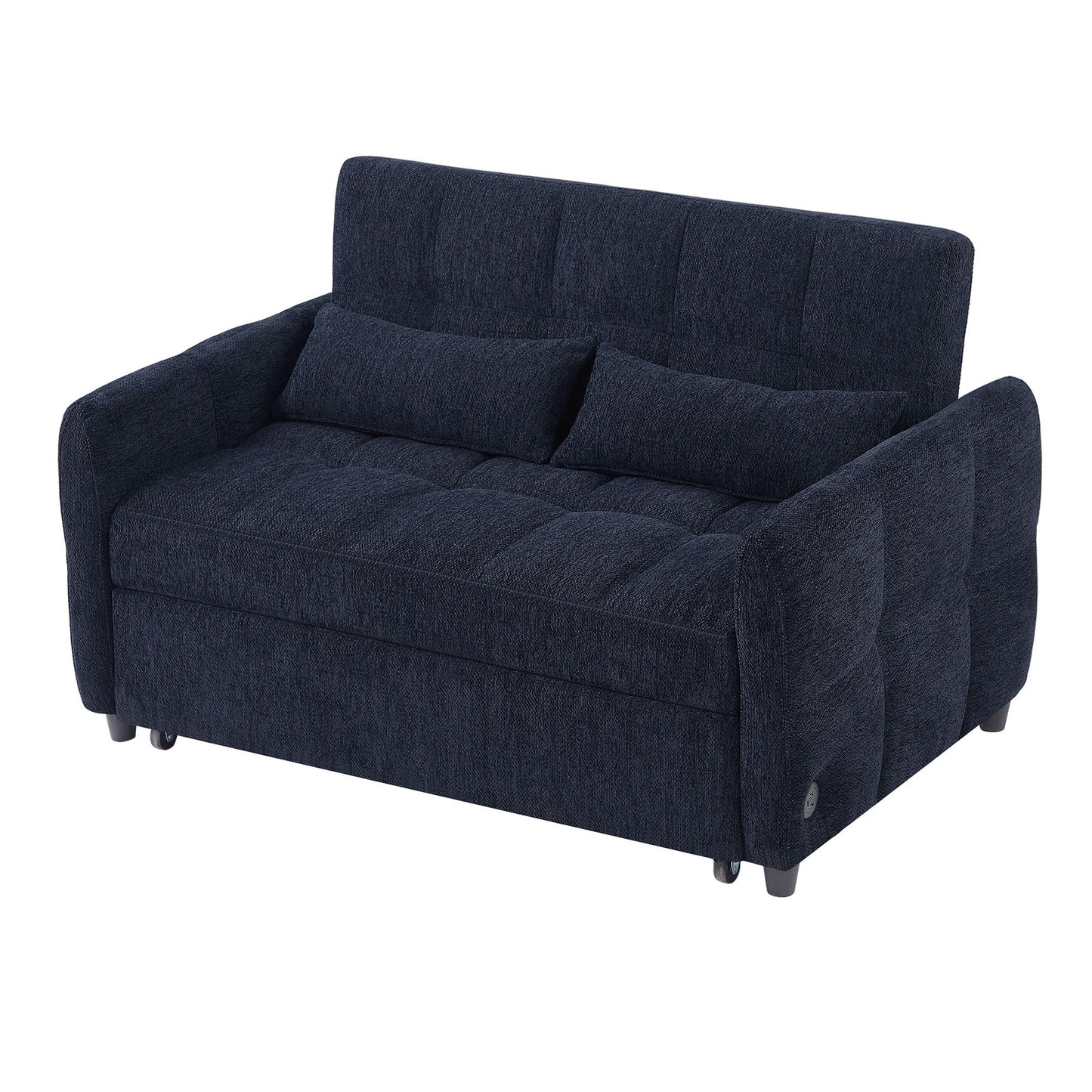 Loveseat Sofa Pull-Out Bed With Adjustable Backrest, 3 USB Ports And 2 Lumbar Pillows For Living Room Hearth and Haven