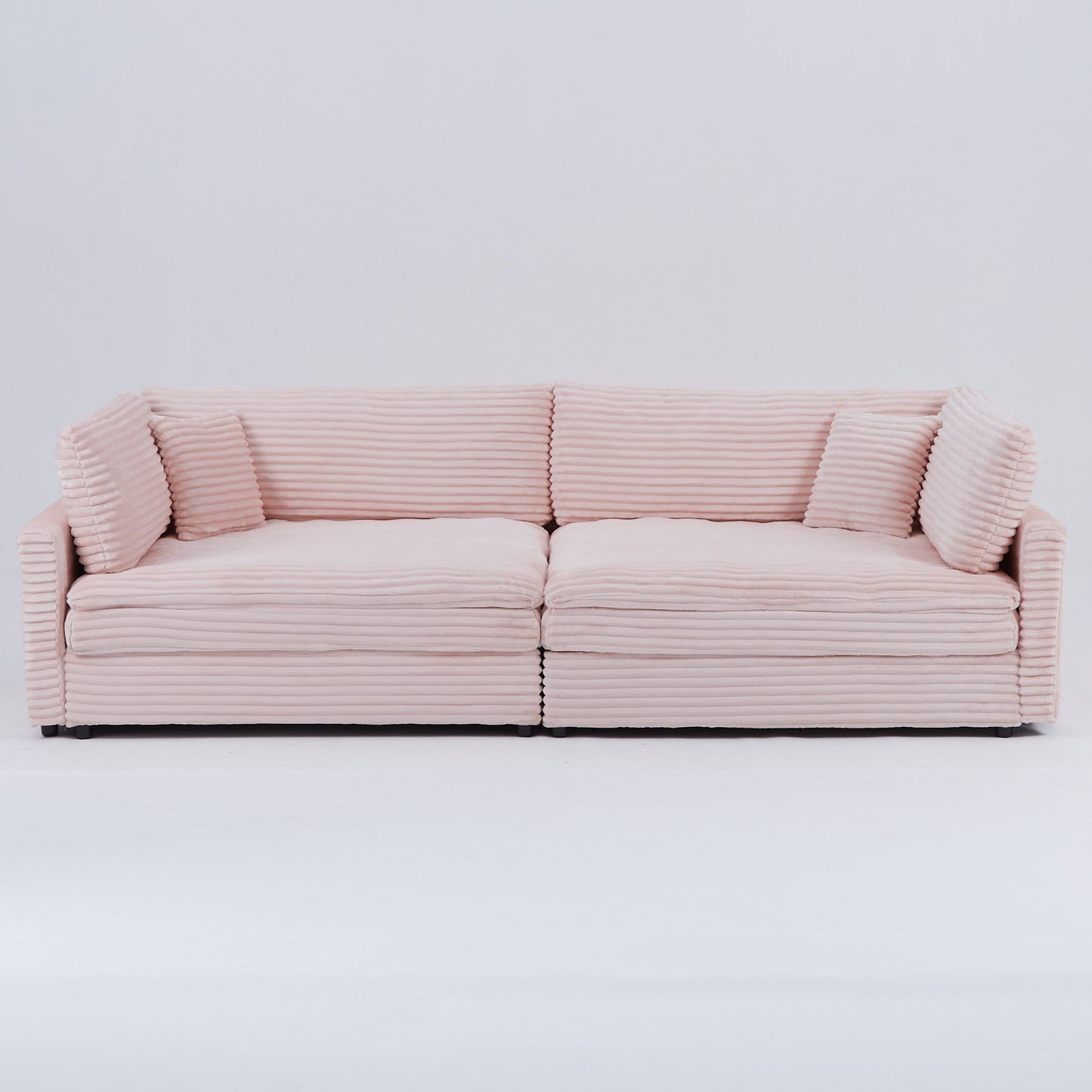 Elegant Corduroy Sofa With Throw Pillows And Backrests Home Essentials