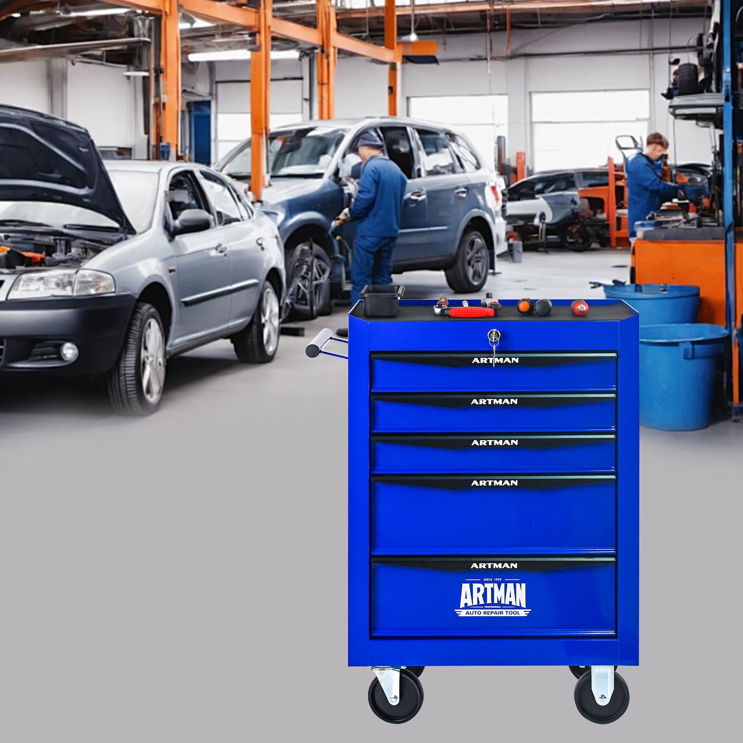 Rolling Metal Tool Chest With Drawers, Steel Storage Cabinet With Ball Bearing Slides Daily Nest