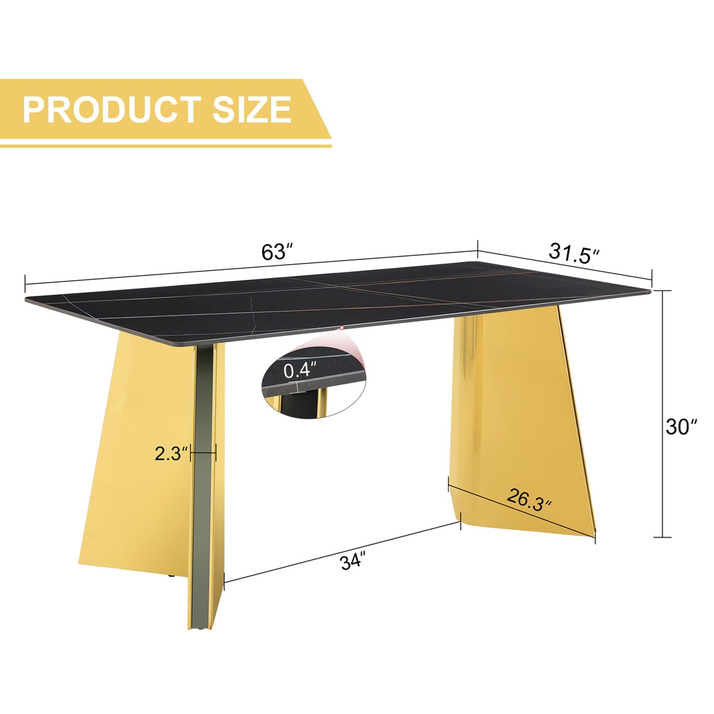 Patterned Slab Dining Table With Golden Stainless Steel Butterfly Legs - Black / Gold Home Essentials