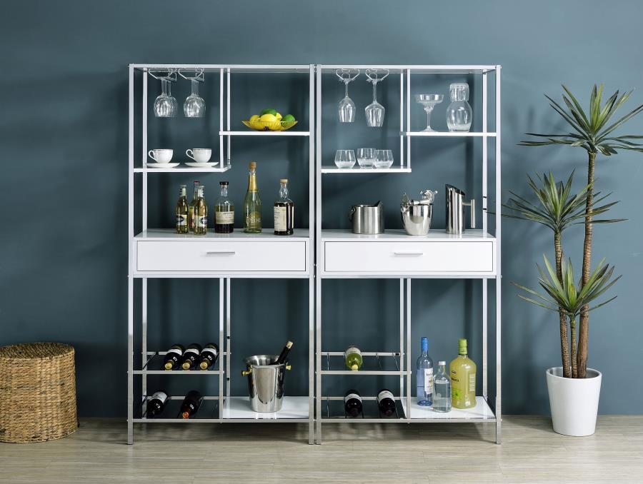 Figueroa - 5-Shelf Wine Storage Bar Cabinet - White High Gloss Coaster Fine Furniture