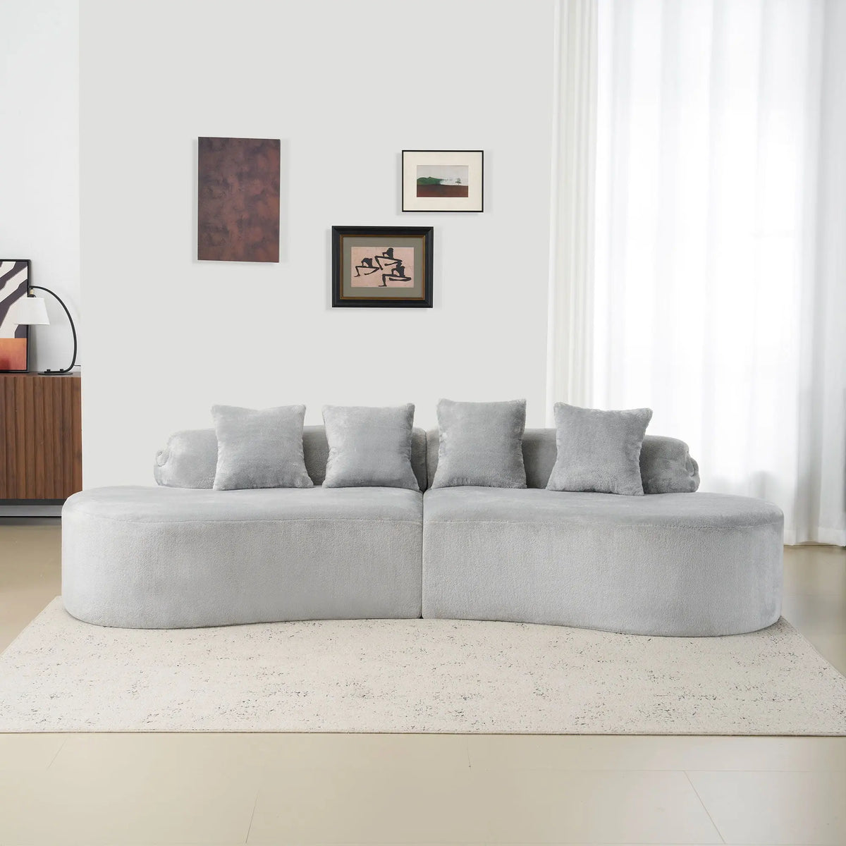 Modern Curved Sofa With Pillows Home Essentials