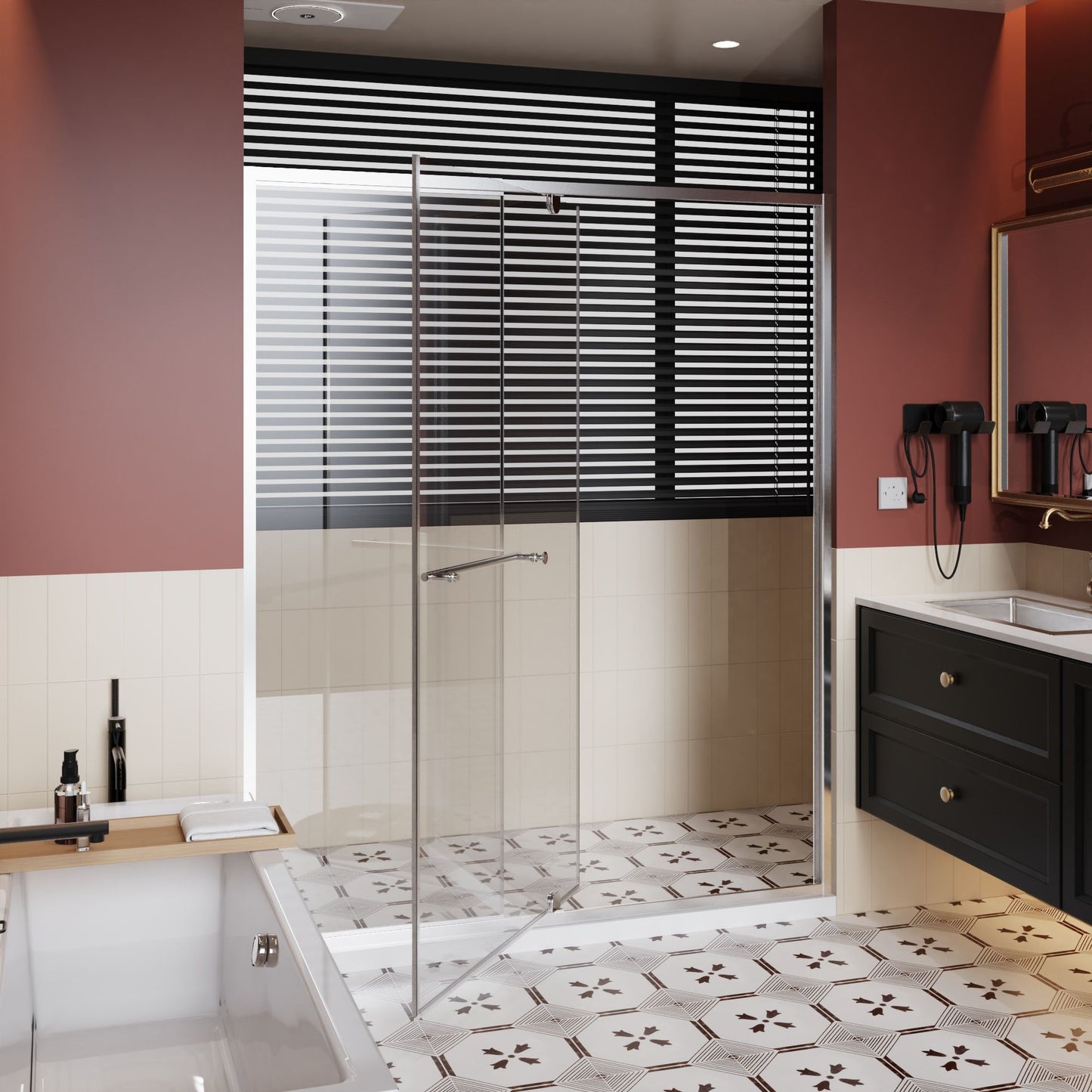 Pivot Shower Door With Handle, 1 / 4" Thick - Chrome Daily Nest