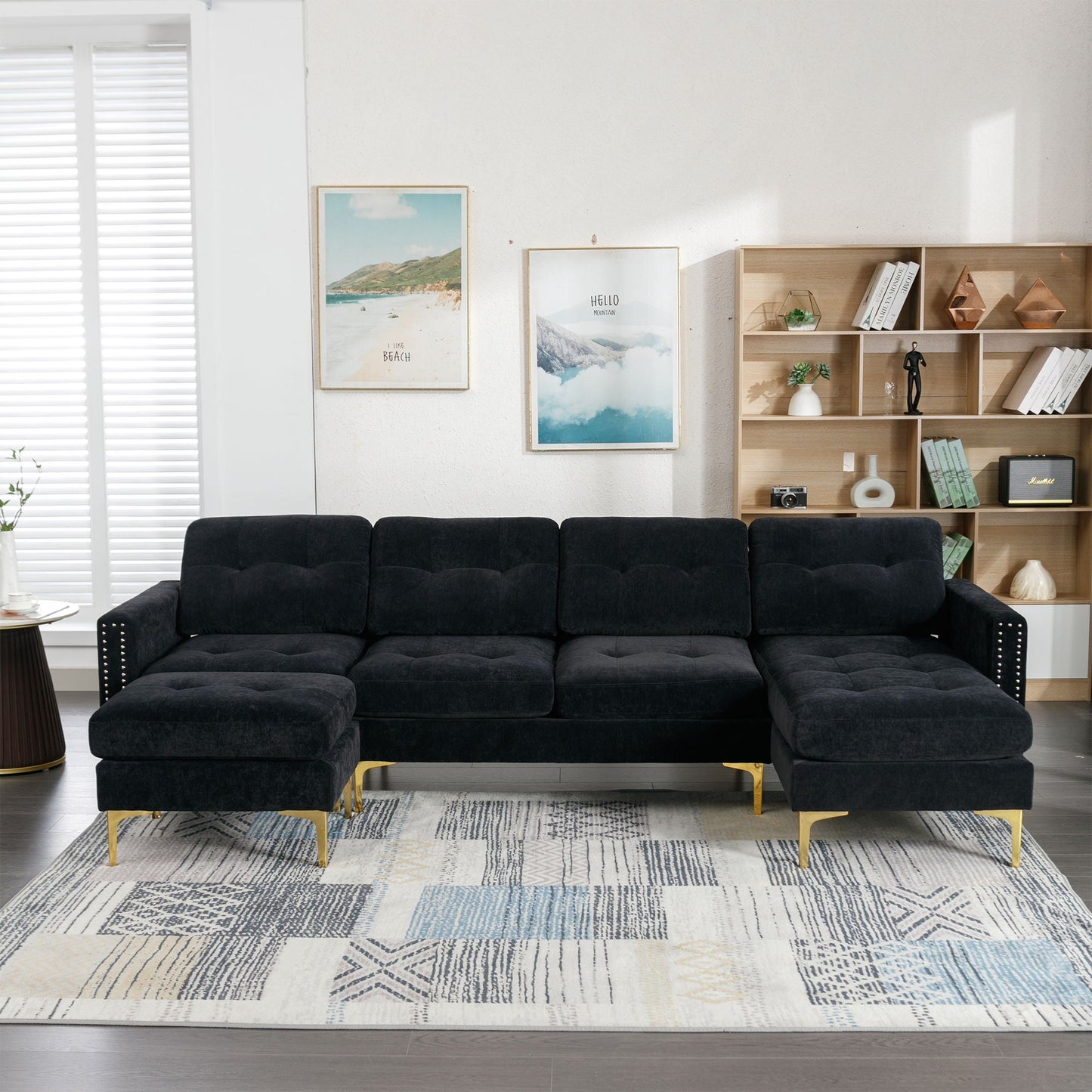 Modern L - Shape Convertible Sectional Sofa With Movable Ottoman - Snoozhouse