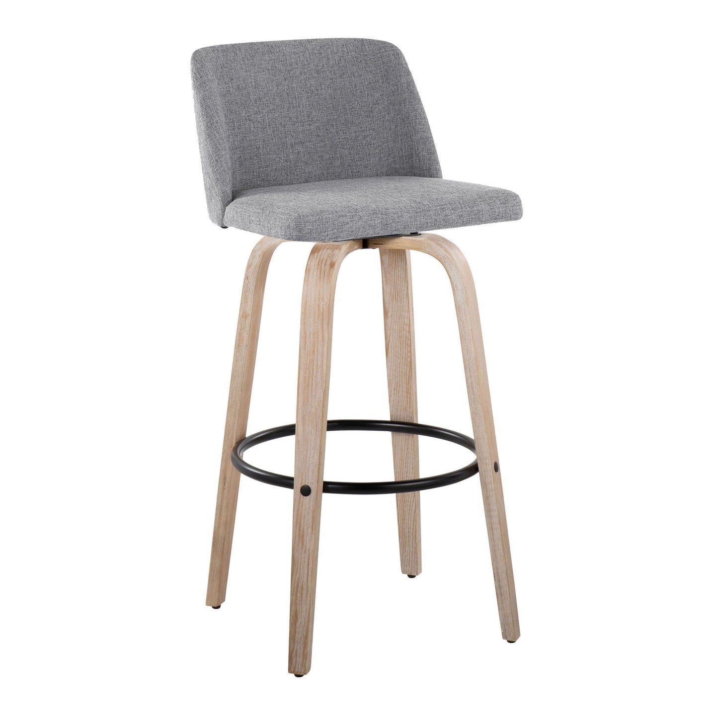 Toriano - Mid-Century Modern Fixed Height BarStool With Round Footrest (Set of 2) Lumi Source