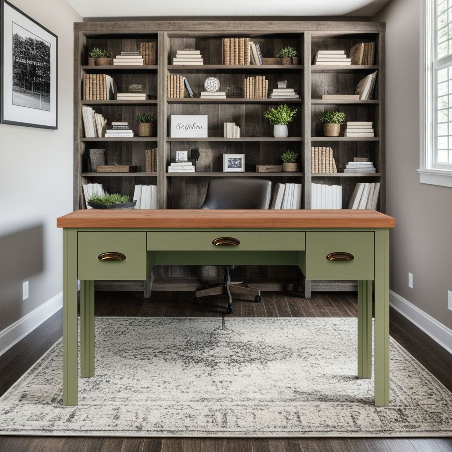 Vineyard - Writing Desk - Sage Green And Fruitwood Legends